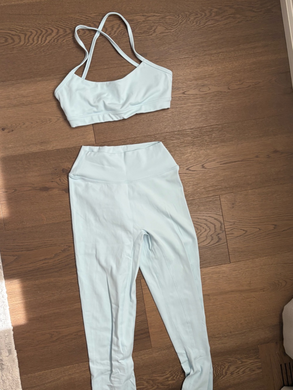 CSB “Form Invisible” Scrunch Leggings and “Gia” Sports Bra Top in “Powder Blue”